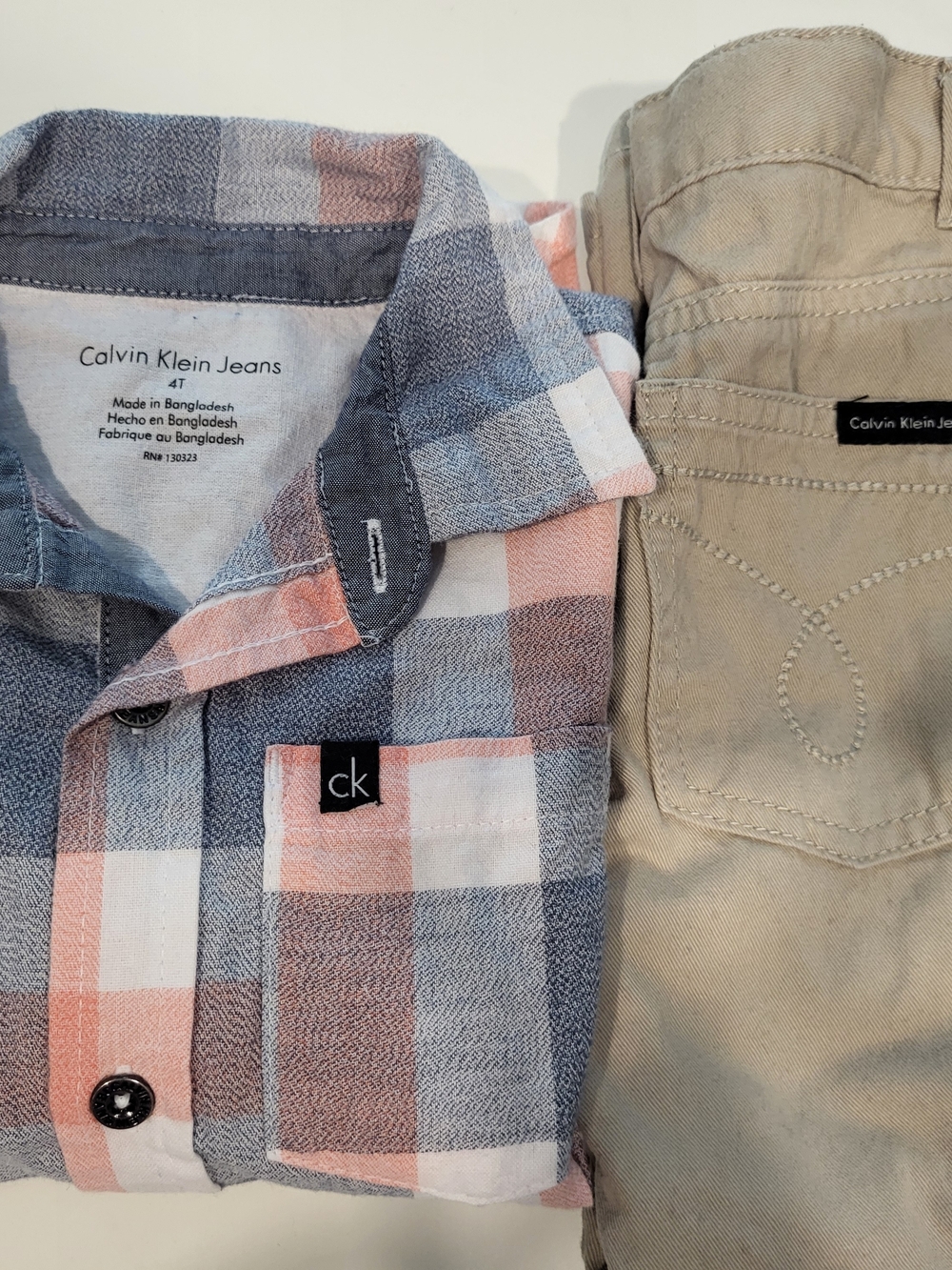 Boys Calvin Klein Jeans Plaid Button-Down Shirt- Size 4T